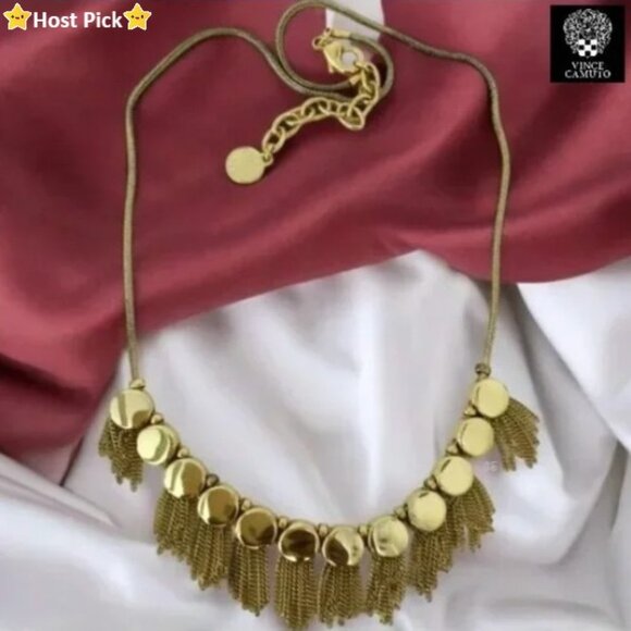 VINCE CAMUTO Tribal Core Gold-Tone Fringe Statement Necklace - Picture 1 of 11